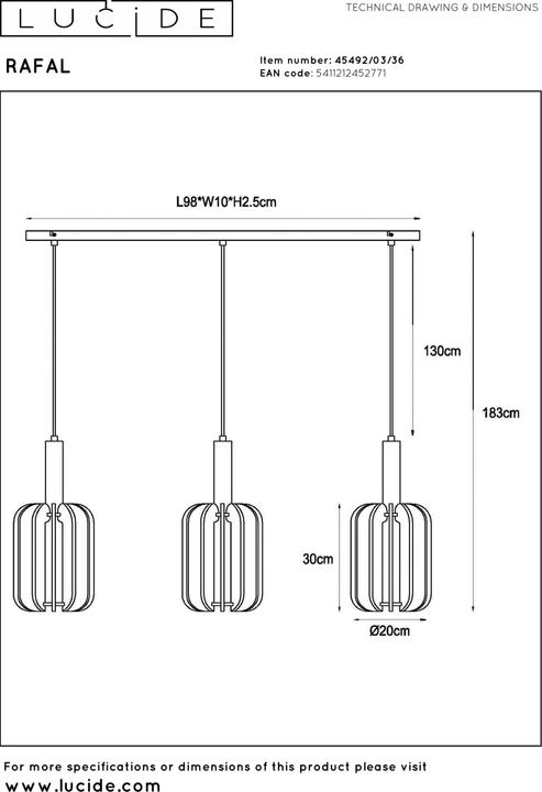 Actual product image Lucide Rafal (E27)