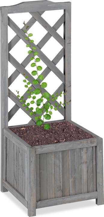 Actual product image Relaxdays Grey Planter Box with Trellis (30 cm, 70 cm)