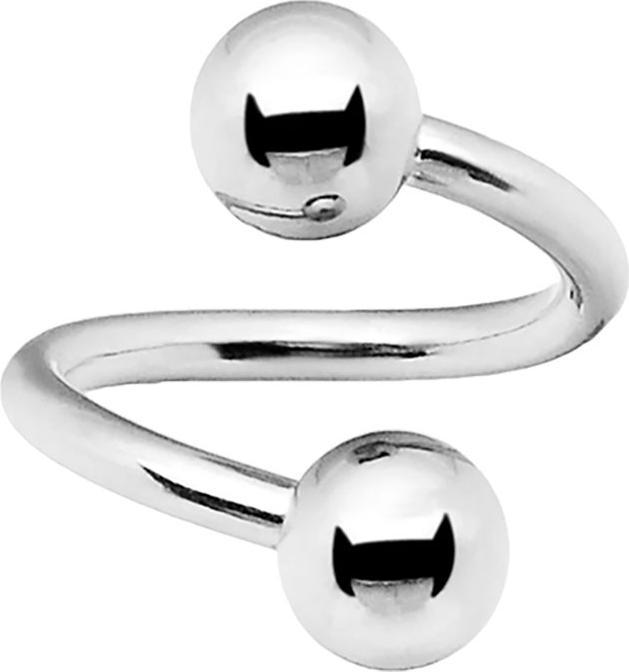 Produktbild Star Piercing Spirale Innengewinde silber mit zwei Kugeln (ohne Messing, Chirurgenstahl 316L)
