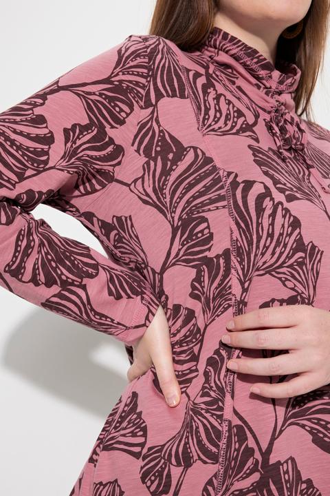 Immagine prodotto Ulla Popken Maglia dal taglio svasato con foglie, collo alto e maniche lunghe (58)