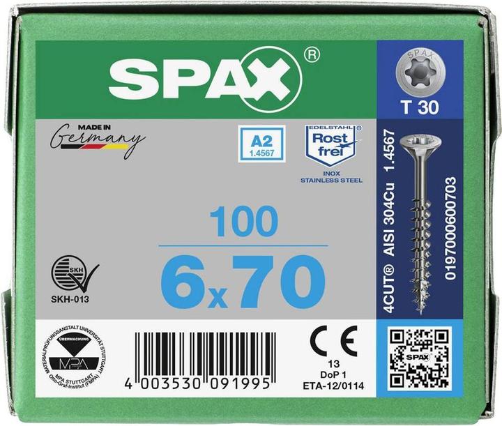 Produktbild Spax A2 Senkmultikopf T-Star Plus T30 Teilgewinde (100 Schrauben pro Stück)