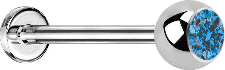 Image du produit Star Piercing Micro Labret argenté avec boule et cristal bleu clair (Acier chirurgical 316L, sans laiton)