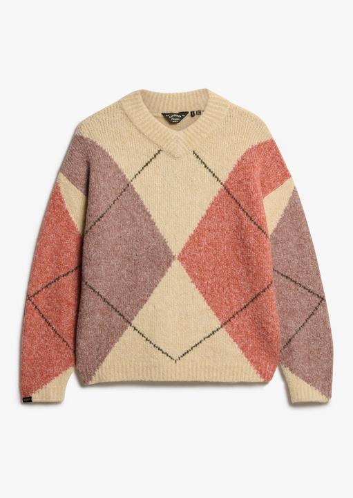 Actual product image Superdry Women's oversized V-neck pullover with diamond pattern (XL)