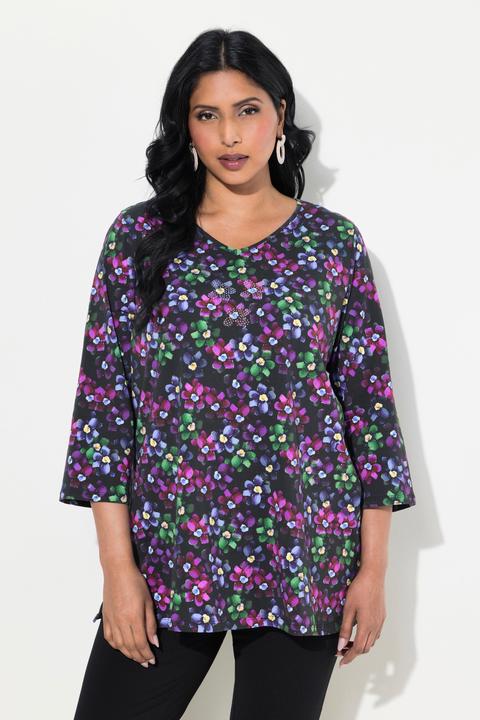 Produktbild Ulla Popken Shirt, Pima Cotton, A-Linie, V-Ausschnitt, 3/4-Arm (56)