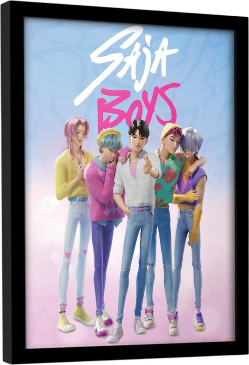 K-Pop Demon Hunters - Poster encadré motif Saja Boys (40 x 30 cm)