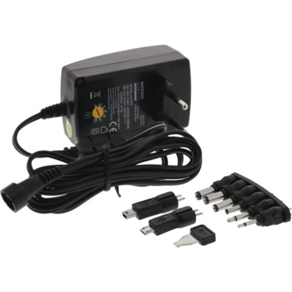 Deltaco, Smart Plug, AC/DC Universal Plug-in Adapter, 2250mAh
