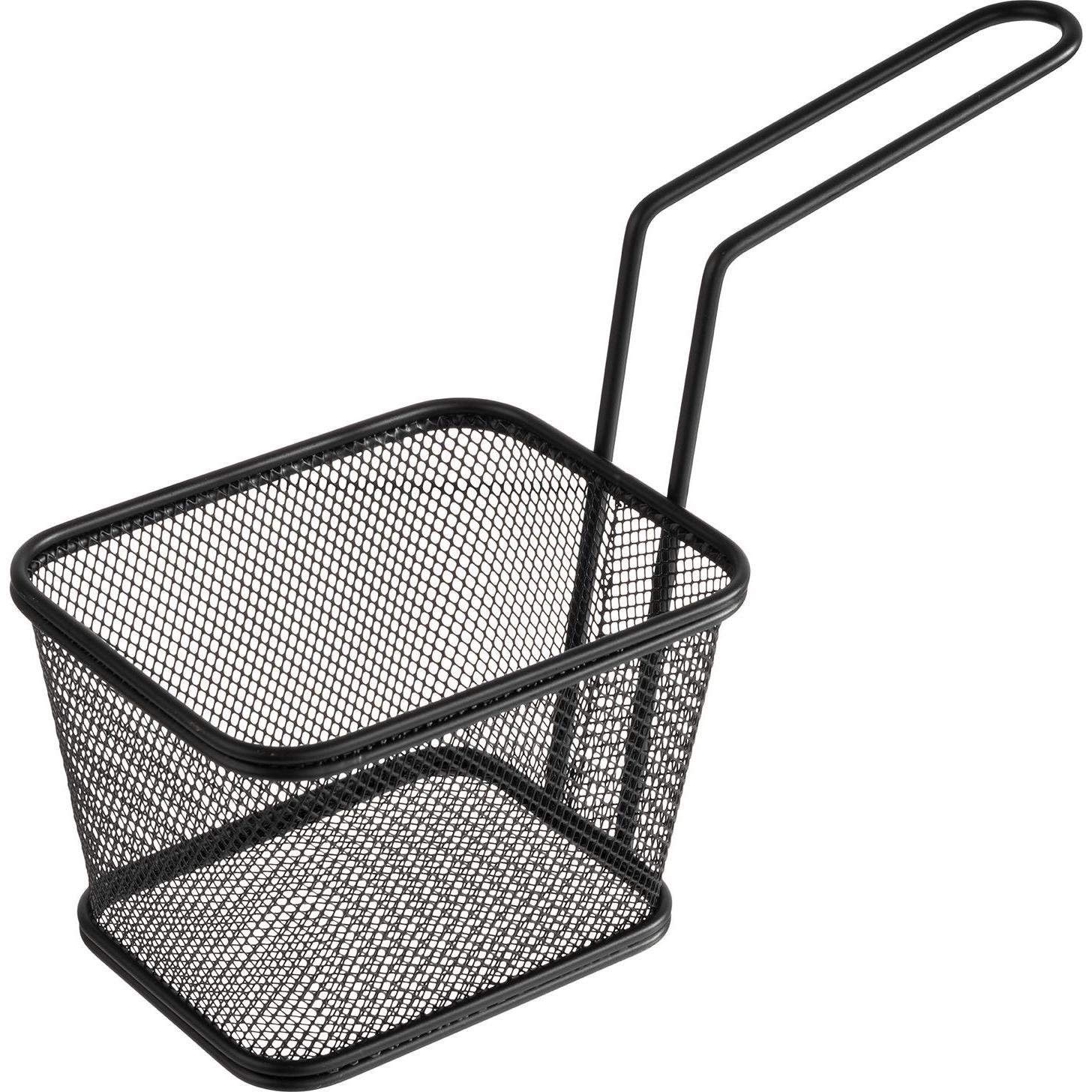 APS, Serviergeschirr, Servier-Frittierkorb SNACKHOLDER, 130 x 105 mm, schwarz aus Edelstahl, eckig, Grifflänge: 135 mm, ...