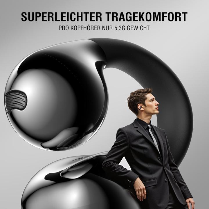 Produktbild 4smarts Open-Ear-Kopfhörer SkyBuds Clip Grau, Detailfarbe: Grau (NC, 6 h, Kabellos)