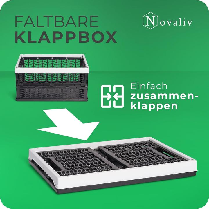 Actual product image Novaliv Folding boxes foldable sturdy 2x 30L grey black baskets shopping box folding boxes set carrying box