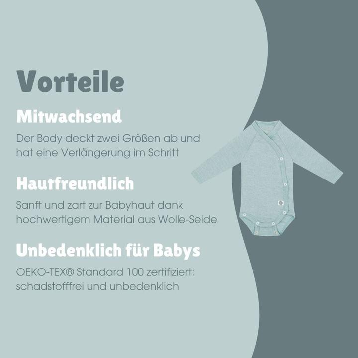 Actual product image Emma & noah Wolle-Seide Langarm-Wickelbody (50, 56)