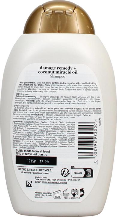 Ogx Coconut Miracle Oil shampoo 385 ml (Liquid shampoo, 385 ml)