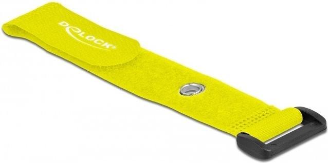 Actual product image Delock Velcro cable tie with loop and fixing eye L 190 x W 25 mm yellow 5 pieces (Velcro cable ties, 190 mm, 5 pcs.)