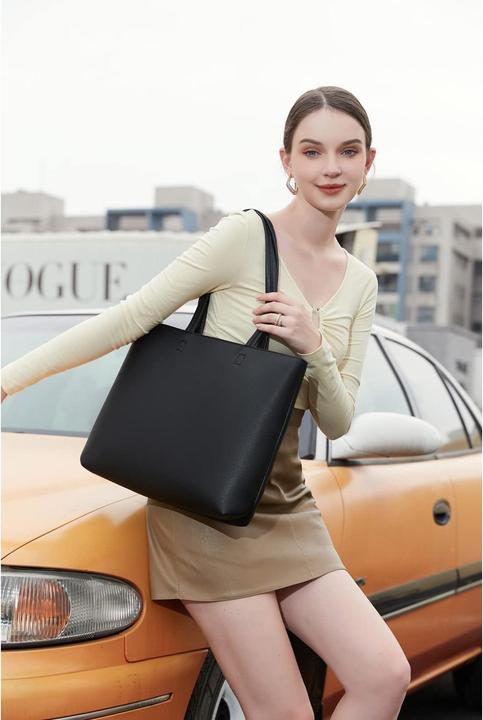 Produktbild Only-Bags.Store Henkeltaschen, einfache Handtaschen PU Leder Shopper Tasche für Arbeit, Schule, Einkaufen mit