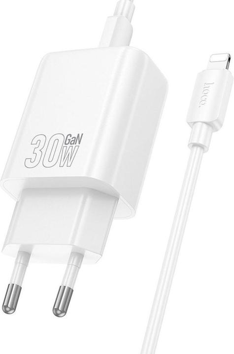 Immagine prodotto Hoco Adapter wall charger USB A + Type C + cable Type C to Lightning PD QC3.0 3A 30W N63 white (30 W, 2 porte)