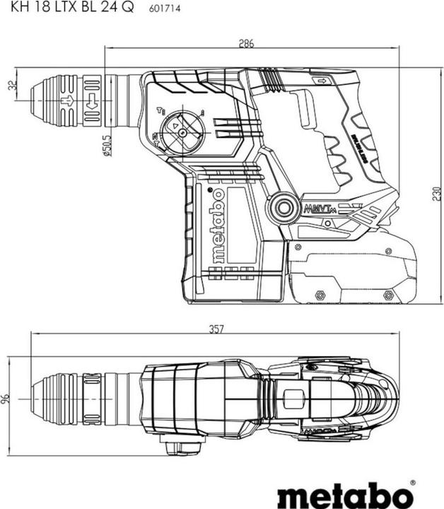 Productafbeelding Metabo KH 18 LTX BL 24 Q (Oplaadbare batterij)