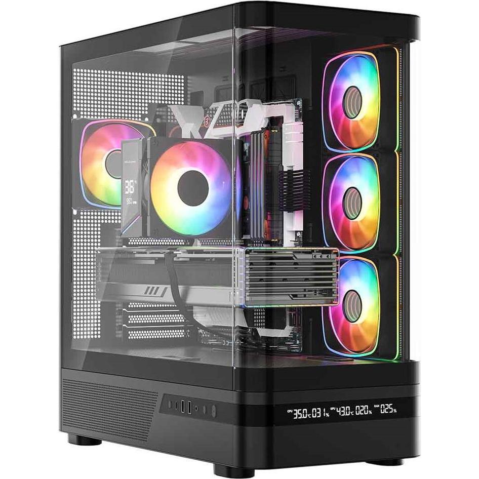 Modecom Obudowa Volcano Aq 200 Argb Midi Czarna (ATX, Micro ATX (mATX), Mini-ITX), Case PC, Nero