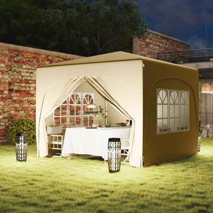 Actual product image Swisshandel24 Faltpavillon 3x3m, wasserabweisend, 4 Seitenteile, Sand (300 cm, 300 cm)