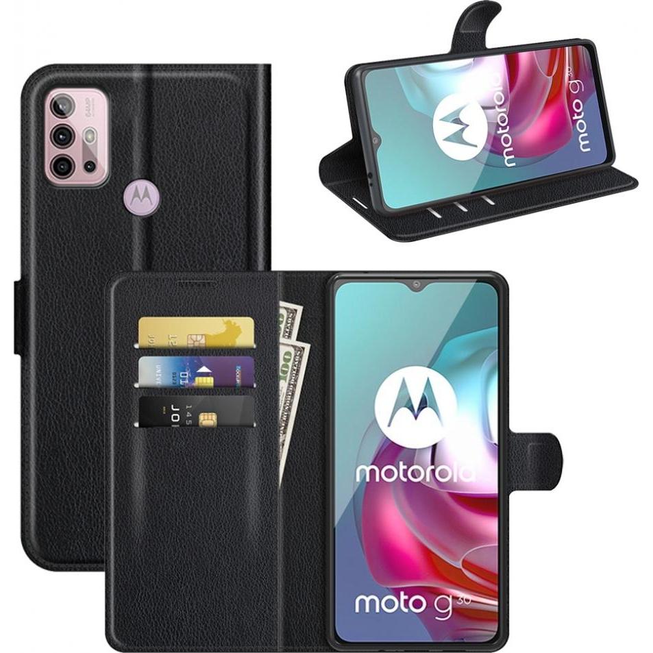 Screenguard Motorola Moto G30 Leather Guard Lederhülle (Motorola Moto G30), Smartphone Hülle, Schwarz