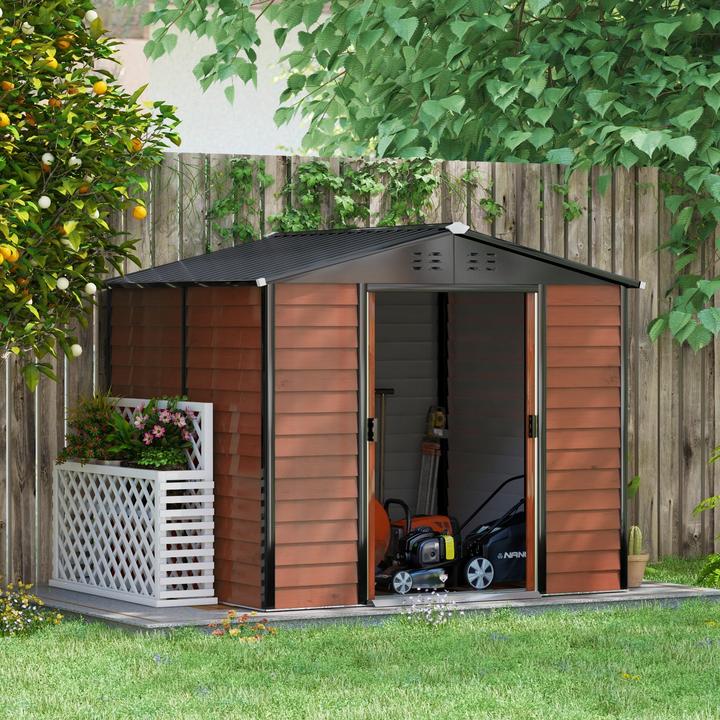 Produktbild Outsunny Gerätehaus Verzinkter Stahl Teak
