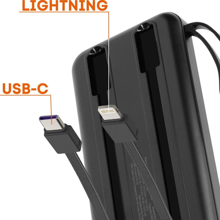 Produktbild LinQ 10.000mAh Powerbank + Lightning / USB-C Kabel (10000 mAh)