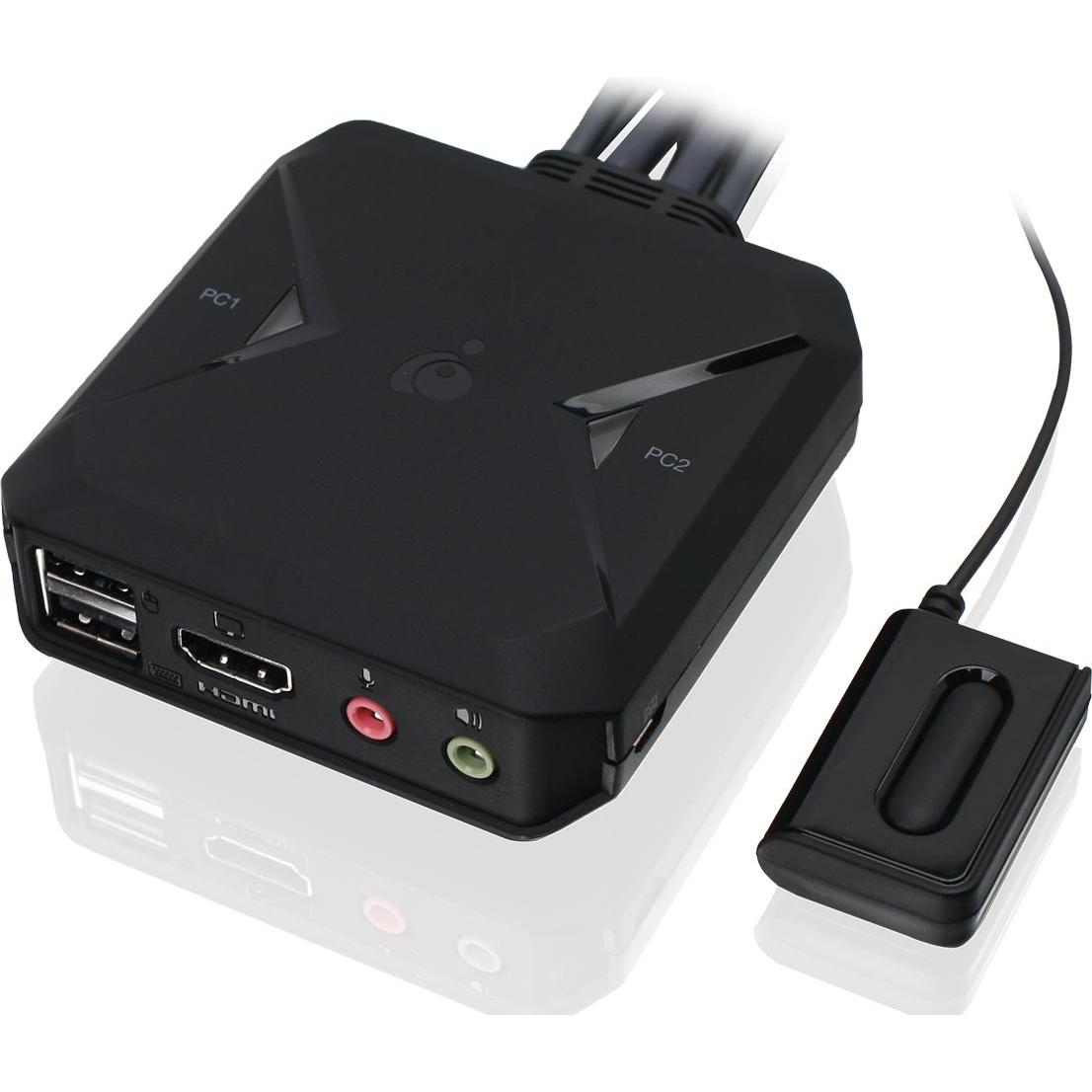 Iogear 2-Port 4K KVM Switch with, KVM Switch, Schwarz