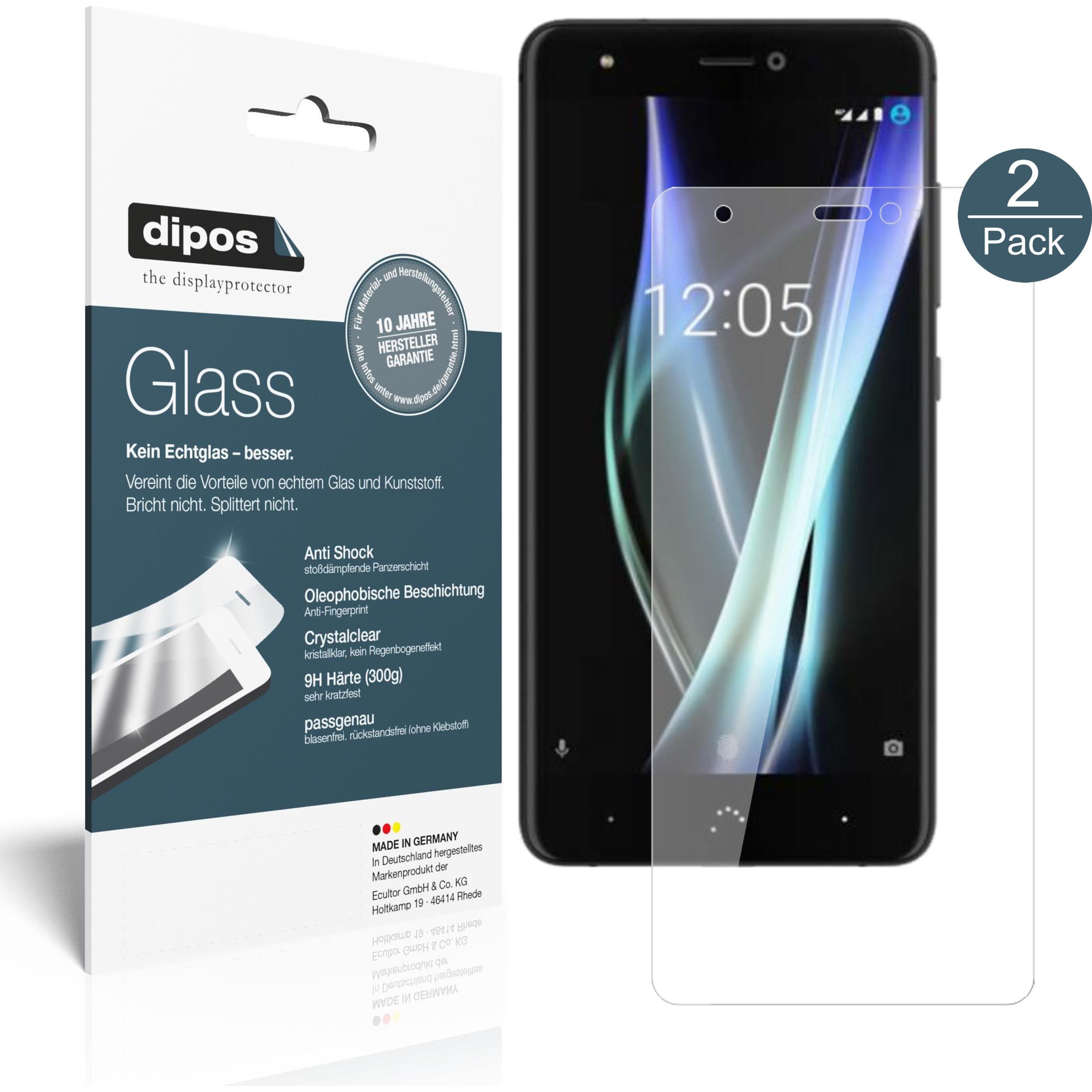 Dipos Displayschutz Anti-Shock (2 Stück, BQ Aquaris X), Smartphone Schutzfolie, Transparent