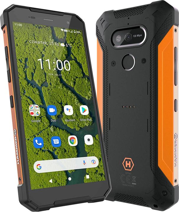 Actual product image Hammer Explorer Plus Eco (64 GB, Black / Orange, 5.72", Single SIM, 4G)