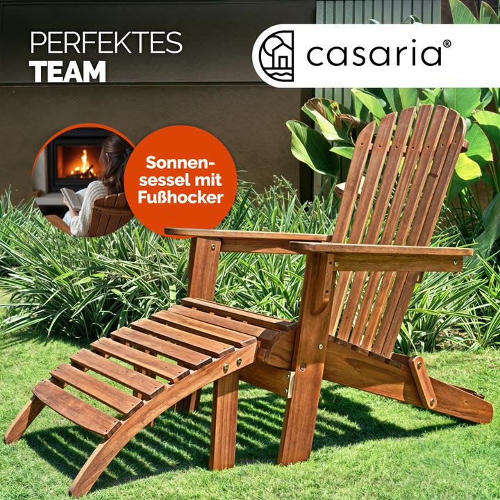 Actual product image Casaria Adirondack sun lounger set of 2 with footrest