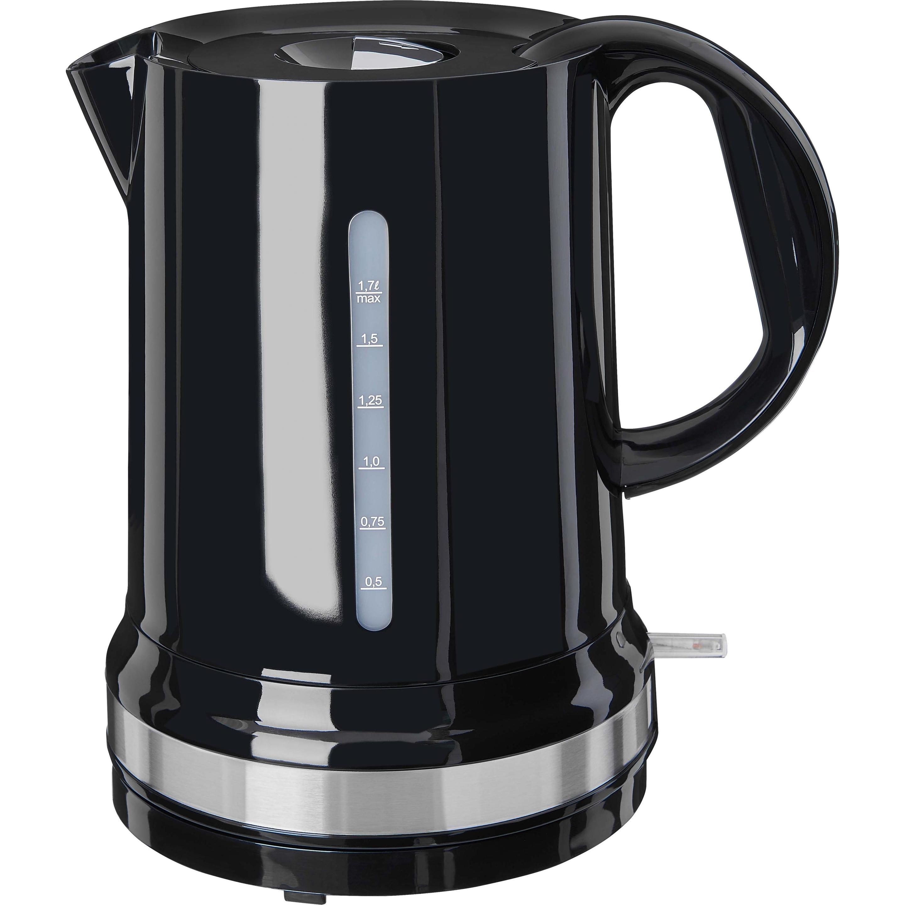 EXQ Wasserkocher WATER 2010 S 1,7 Liter Volumen 360 Grad Sockel 2200 Watt Integrierter Filt, Wasserkocher, Schwarz