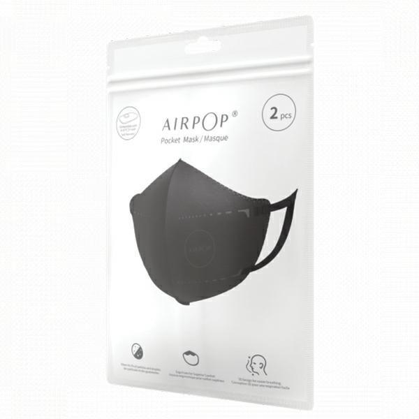 Produktbild AirPop Face Mask Pocket 2pcs (Black) (2 x)