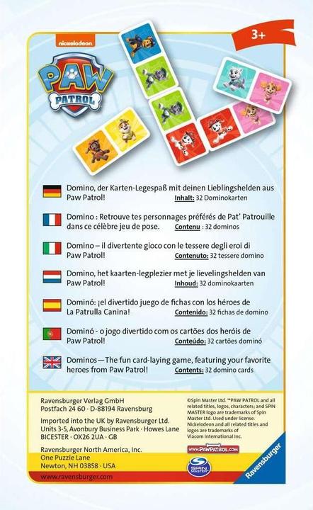 Immagine prodotto Ravensburger Paw Patrol Domino (Tedesco, Inglese, Francese, Portoghese, Olandese, Spagnolo)
