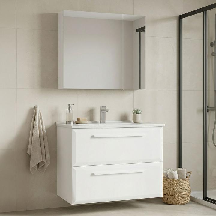 Produktbild Homitis Nuvola 80 v2 Bathroom Cabinet With Sink & Mirror Set (2 Pieces)