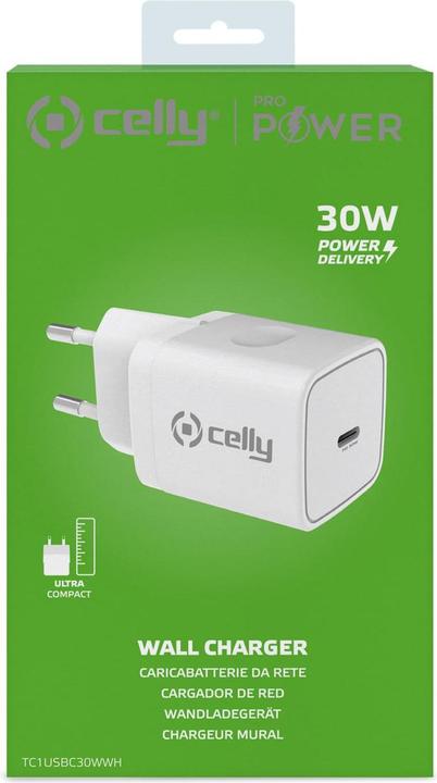 Immagine prodotto Celly TC1USBC30WWH, Interno, CA, Bianco (30 W, 1 porzione)