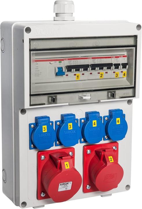 Actual product image HP Autozubehör Plastic wall distributor screw connection M32 1xCEE 32 A,1xCEE 16 A, 4x230V