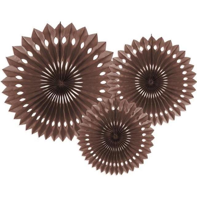 Partydeco Décorations d'éventails Marron (3 Stk.)