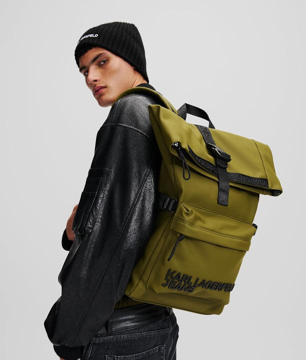 Actual product image Karl Lagerfeld Utility Coated Roll Backpack for Everyday Style and Weekend Adventures