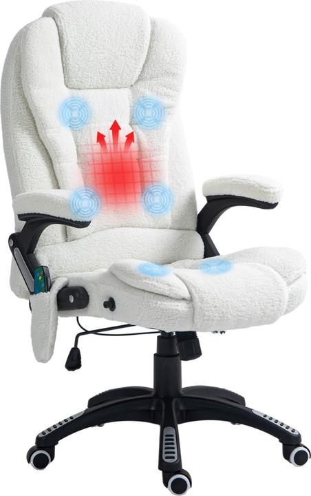Vinsetto Massagestuhl Teddysamt (100% Polyester), Schaumstoff Weiss
