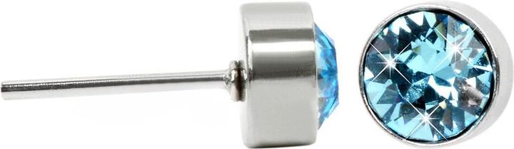 Levien Chaton Aquamarine fine steel stud earrings (Acier)