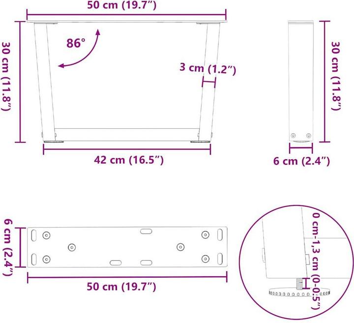 Actual product image vidaXL Couchtischbein