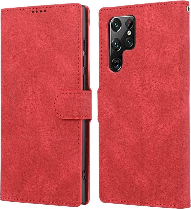 Image du produit Cover-Discount Galaxy S23 Ultra - Étui en cuir rouge (Samsung Galaxy S23 Ultra)