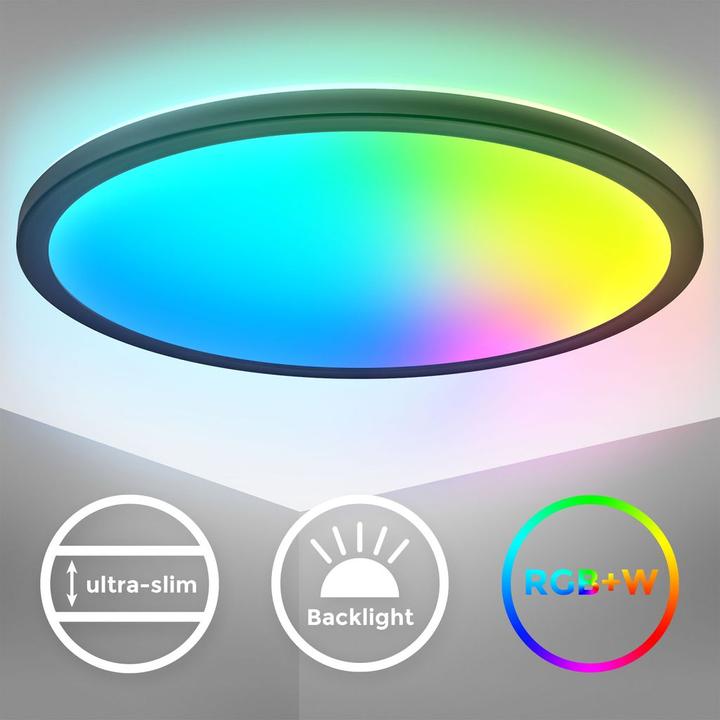 Produktbild B.K.Licht Ultraflaches RGB/W-LED Panel mit Backlight, schwarz, 1xLED/22W (2700 lm)