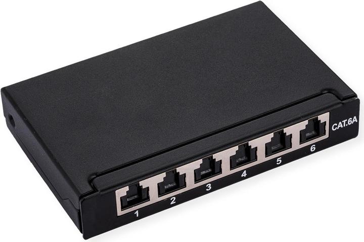 Actual product image Roline Mini patch panel 6x RJ45 shielded Cat.6A/Cl.EA, 0.5U