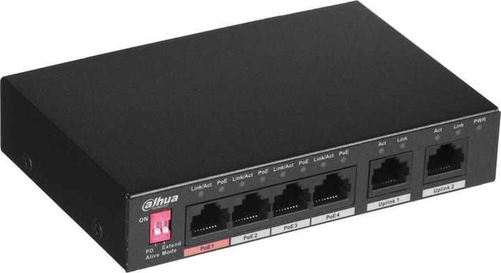 Actual product image Dahua Technology PFS3006-4ET-60 Network Switch Unmanaged Fast Ethernet (10/100) Power over Ethernet (6 ports)