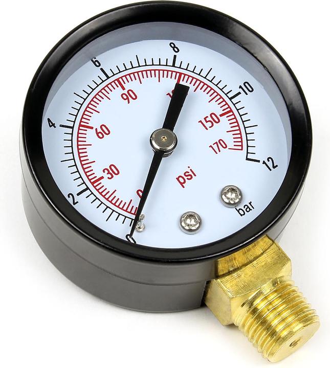 Produktbild Wiltec Druckanzeige Druckbehälter/ Manometer radial DN8 (1/4") 12.9mm 0-12bar 0-170PSI