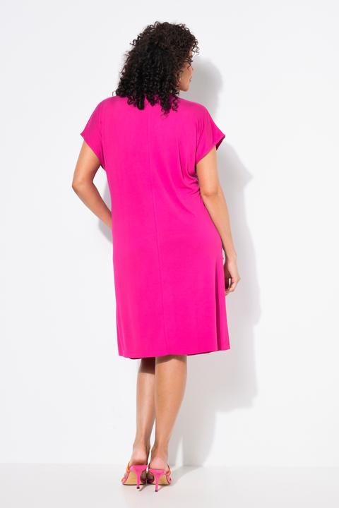 Produktbild Ulla Popken Jerseykleid, Chiffon-Überwurf, V-Ausschnitt, Halbarm (62)