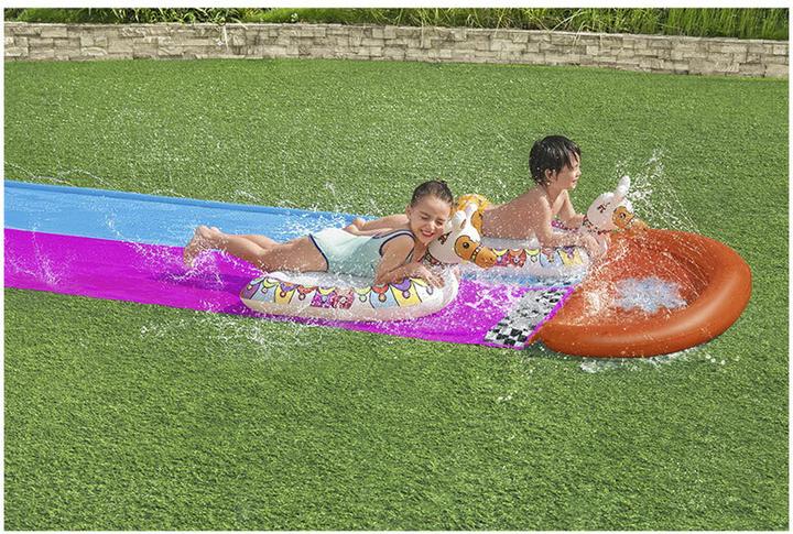 Actual product image Bestway 2er-Wasserrutsche mit aufblasbaren Lama-Schwimmtieren (4.87 m)