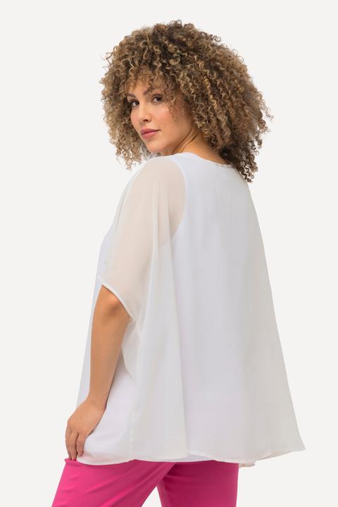 Produktbild Ulla Popken Chiffonbluse, Oversized, Rundhals, Halbarm (58, 60, 62)