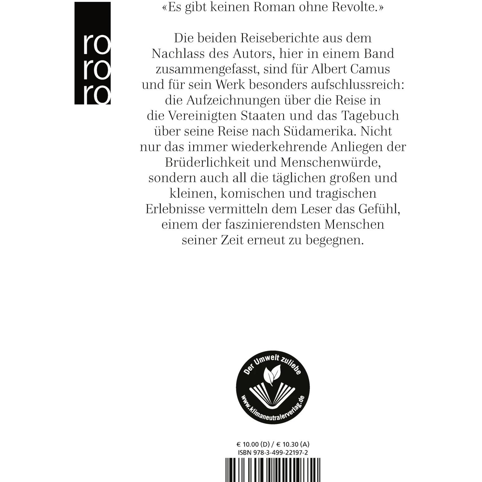 Reisetagebücher, Belletristik von Albert Camus