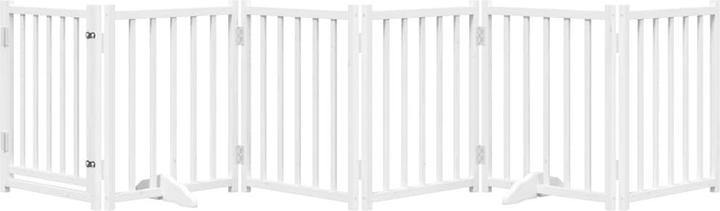 Produktbild vidaXL Hundetor mit Tür Faltbar Hundegitter Schutzgitter Weiss 6-tlg. Massivholz (50 cm)