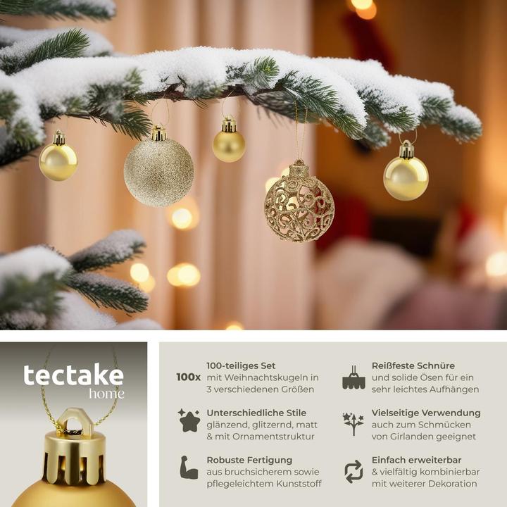 Produktbild tectake Weihnachtskugeln (100 -teilig)
